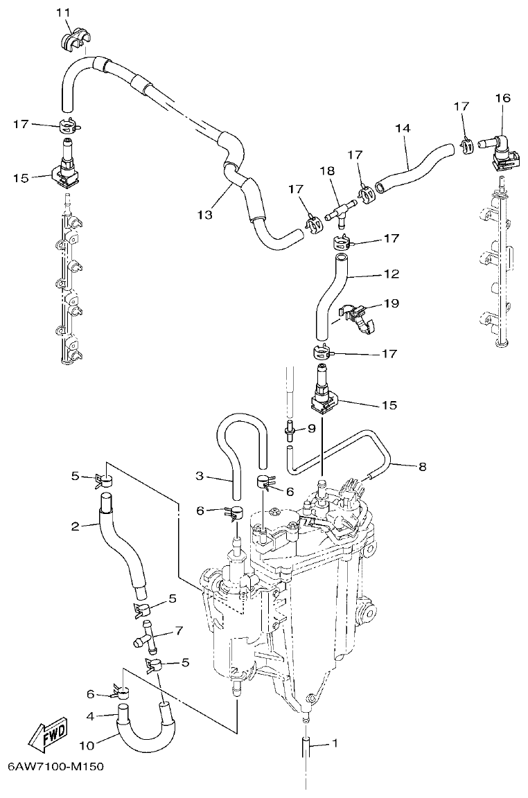 Yamaha 20, F350NCC2 FUEL INJECTION PUMP 2 parts diagram